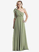 Alt View 3 Thumbnail - Sage Empire Waist Shirred Skirt Convertible Sash Tie Maxi Dress