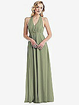 Alt View 5 Thumbnail - Sage Empire Waist Shirred Skirt Convertible Sash Tie Maxi Dress