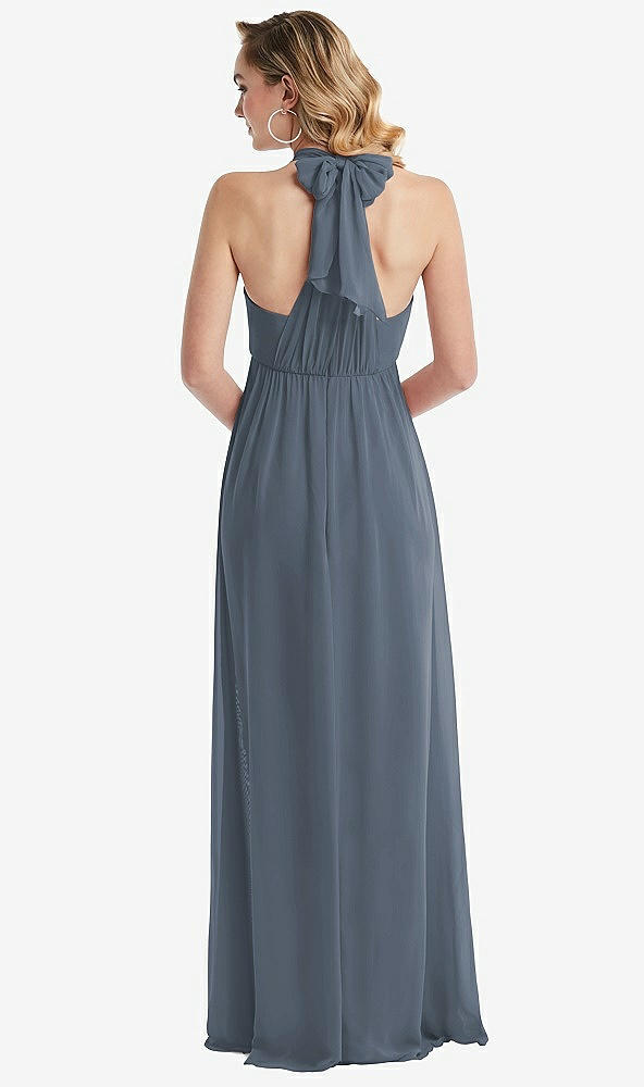 Back View - Silverstone Empire Waist Shirred Skirt Convertible Sash Tie Maxi Dress