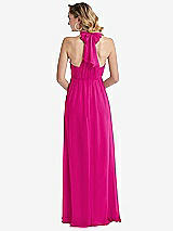 Rear View Thumbnail - Think Pink Empire Waist Shirred Skirt Convertible Sash Tie Maxi Dress