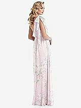 Alt View 4 Thumbnail - Watercolor Print Empire Waist Shirred Skirt Convertible Sash Tie Maxi Dress