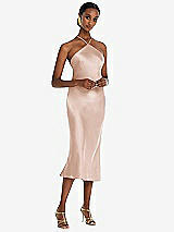 Front View Thumbnail - Cameo Diamond Halter Bias Midi Slip Dress with Convertible Straps