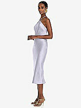 Side View Thumbnail - Silver Dove Diamond Halter Bias Midi Slip Dress with Convertible Straps