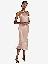 Front View Thumbnail - Toasted Sugar Diamond Halter Bias Midi Slip Dress with Convertible Straps