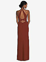 Front View Thumbnail - Auburn Moon Halter Criss Cross Cutout Back Maxi Dress