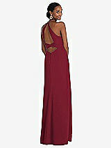 Alt View 1 Thumbnail - Burgundy Halter Criss Cross Cutout Back Maxi Dress