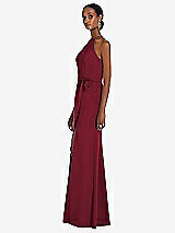 Side View Thumbnail - Burgundy Halter Criss Cross Cutout Back Maxi Dress