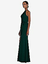 Side View Thumbnail - Evergreen Halter Criss Cross Cutout Back Maxi Dress