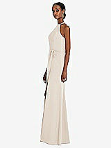 Side View Thumbnail - Oat Halter Criss Cross Cutout Back Maxi Dress