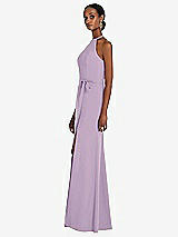 Side View Thumbnail - Pale Purple Halter Criss Cross Cutout Back Maxi Dress