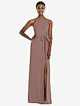 Rear View Thumbnail - Sienna Halter Criss Cross Cutout Back Maxi Dress