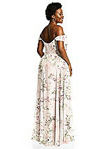 Alt View 3 Thumbnail - Blush Garden Off-the-Shoulder Basque Neck Maxi Dress with Flounce Sleeves