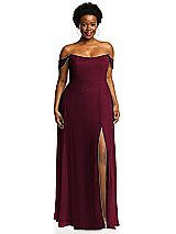 Alt View 1 Thumbnail - Cabernet Off-the-Shoulder Basque Neck Maxi Dress with Flounce Sleeves