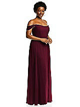 Alt View 2 Thumbnail - Cabernet Off-the-Shoulder Basque Neck Maxi Dress with Flounce Sleeves