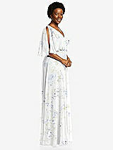 Side View Thumbnail - Bleu Garden V-Neck Split Sleeve Blouson Bodice Maxi Dress