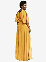 Rear View Thumbnail - NYC Yellow V-Neck Split Sleeve Blouson Bodice Maxi Dress
