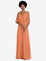 Alt View 1 Thumbnail - Sweet Melon V-Neck Split Sleeve Blouson Bodice Maxi Dress