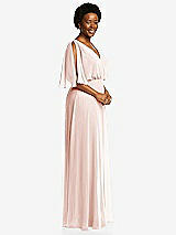 Side View Thumbnail - Blush V-Neck Split Sleeve Blouson Bodice Maxi Dress