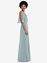 Alt View 2 Thumbnail - Morning Sky V-Neck Split Sleeve Blouson Bodice Maxi Dress