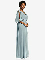 Side View Thumbnail - Morning Sky V-Neck Split Sleeve Blouson Bodice Maxi Dress