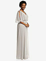 Side View Thumbnail - Oyster V-Neck Split Sleeve Blouson Bodice Maxi Dress