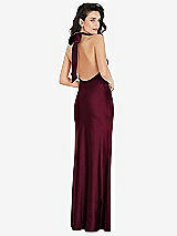 Rear View Thumbnail - Cabernet Scarf Tie High-Neck Halter Maxi Slip Dress