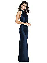 Side View Thumbnail - Midnight Navy Scarf Tie High-Neck Halter Maxi Slip Dress