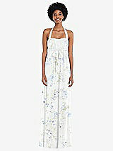 Alt View 1 Thumbnail - Bleu Garden Convertible Tie-Shoulder Empire Waist Maxi Dress