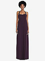 Alt View 4 Thumbnail - Aubergine Convertible Tie-Shoulder Empire Waist Maxi Dress