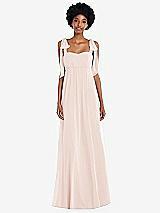 Front View Thumbnail - Blush Convertible Tie-Shoulder Empire Waist Maxi Dress