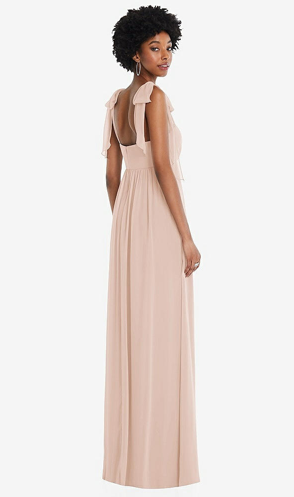 Back View - Cameo Convertible Tie-Shoulder Empire Waist Maxi Dress