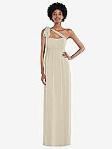 Alt View 2 Thumbnail - Champagne Convertible Tie-Shoulder Empire Waist Maxi Dress