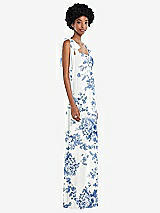 Side View Thumbnail - Cottage Rose Dusk Blue Convertible Tie-Shoulder Empire Waist Maxi Dress