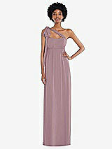 Alt View 2 Thumbnail - Dusty Rose Convertible Tie-Shoulder Empire Waist Maxi Dress