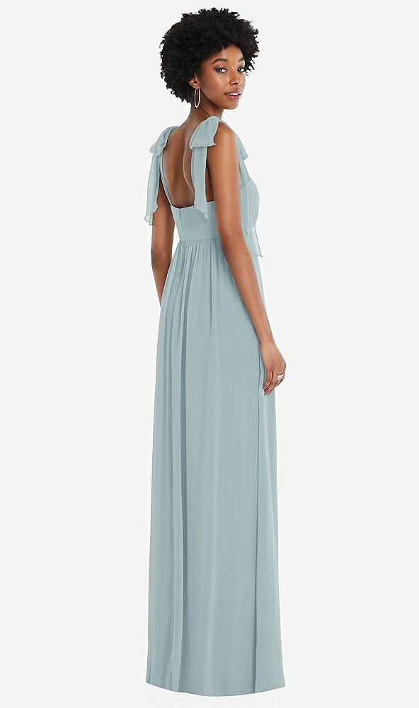 Back View - Morning Sky Convertible Tie-Shoulder Empire Waist Maxi Dress