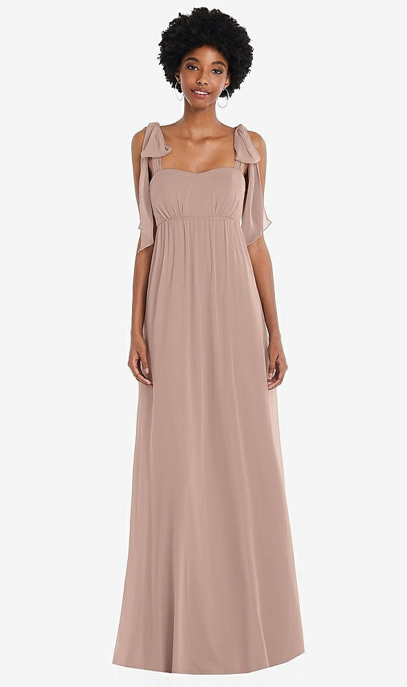 Front View - Neu Nude Convertible Tie-Shoulder Empire Waist Maxi Dress