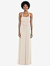 Alt View 1 Thumbnail - Oat Convertible Tie-Shoulder Empire Waist Maxi Dress