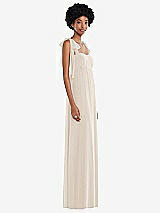 Side View Thumbnail - Oat Convertible Tie-Shoulder Empire Waist Maxi Dress