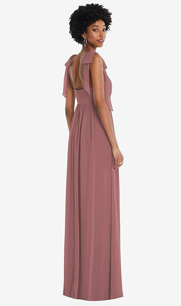 Back View - Rosewood Convertible Tie-Shoulder Empire Waist Maxi Dress