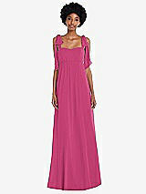Front View Thumbnail - Tea Rose Convertible Tie-Shoulder Empire Waist Maxi Dress