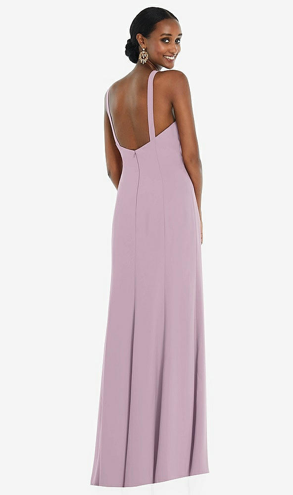 Back View - Suede Rose Criss Cross Halter Princess Line Trumpet Gown