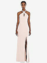 Front View Thumbnail - Blush Criss Cross Halter Princess Line Trumpet Gown