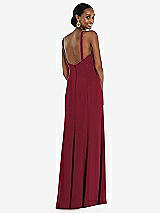 Rear View Thumbnail - Burgundy Criss Cross Halter Princess Line Trumpet Gown