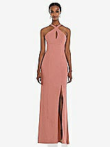 Front View Thumbnail - Desert Rose Criss Cross Halter Princess Line Trumpet Gown