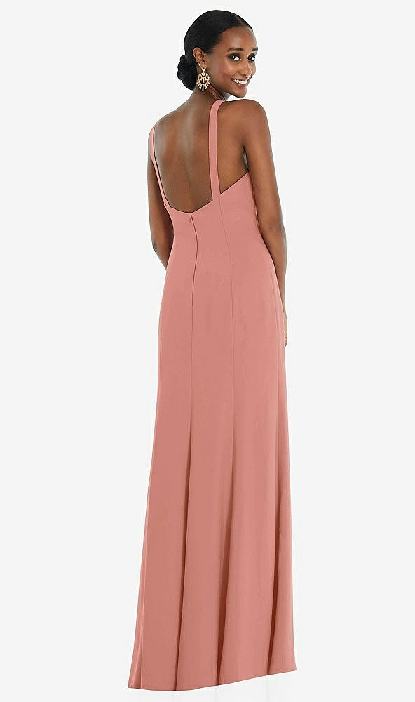 Back View - Desert Rose Criss Cross Halter Princess Line Trumpet Gown