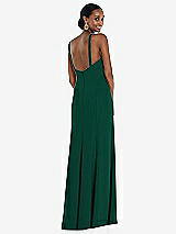 Rear View Thumbnail - Hunter Green Criss Cross Halter Princess Line Trumpet Gown