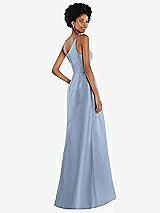 Alt View 3 Thumbnail - Cloudy One-Shoulder Satin Gown with Draped Front Slit and Pockets