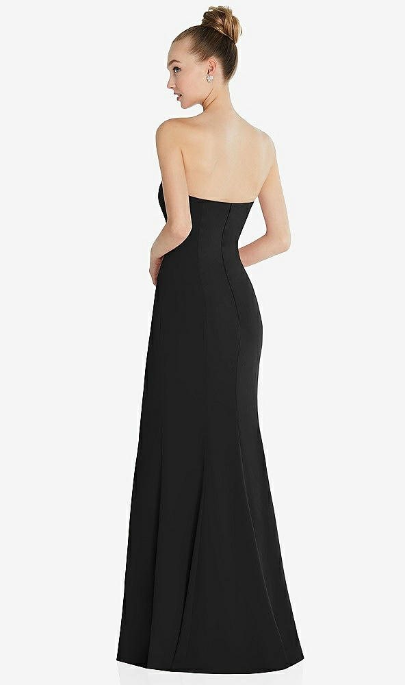 Back View - Black Strapless Princess Line Crepe Mermaid Gown