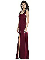 Side View Thumbnail - Cabernet Flat Tie-Shoulder Empire Waist Maxi Dress with Front Slit