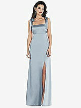 Front View Thumbnail - Mist Flat Tie-Shoulder Empire Waist Maxi Dress with Front Slit